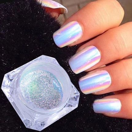 0.1g/Box Mirror Mermaid Nail Powder Pigment Rub on Aurora Pearl Chrome Holographic Nail Art Glitter Dust Manicure Decors TR354