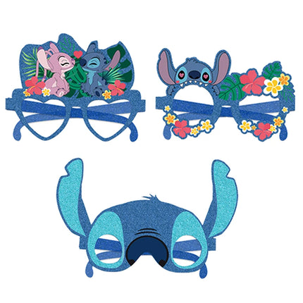 12pcs Disney Lilo & Stitch Party Decoration Paper Glasses Masks Photo Cosplay Props Children's Happy Birthday Party Supplies