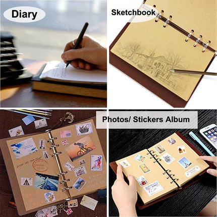 Retro Notebook Traveler Diary Leather Soft Cover Small Size 13x9cm Replaceable Kraft Paper Inner Notebooks & Notepads