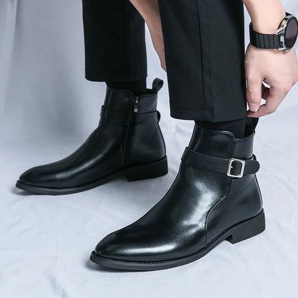 Classic Male Chelsea Boots Outdoor Leather Fashion Shoes Men Pointed Toe Men's Ankle Boots Luxury Brand Men Low Top Casual Shoes