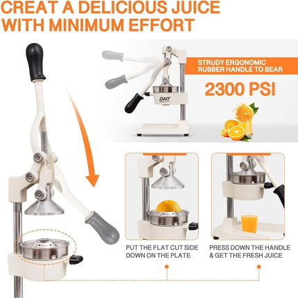 Commercial Heavy Duty Cast Iron Hand Press Manual Orange Citrus Lemon Lime Grapefruit Pomegranate Fruit Juice Squeezer Machine