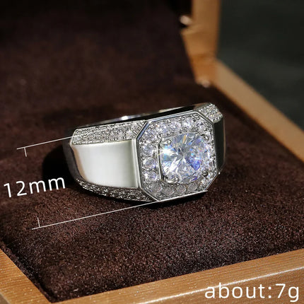 Luxury 925 Sterling Silver Men AAA Crystal Zircon Stone Wedding Ring Brilliant Noble Engagement Engage Party Plata Rings Stamp