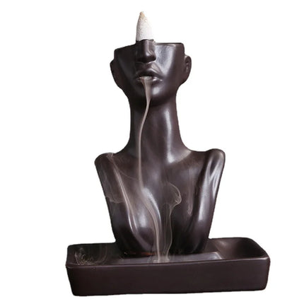 Beauty Statue Ceramic Incense Burner Waterfall Backflow Incense Censer Incense Holder Home Decor