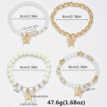 Best lady Trendy Butterfly Beaded Bracelet for Women Suitable as a Gift Can be Matched as Desired 4 Piece Set