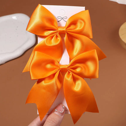 2pcs/set Solid Color Ribbon Grosgrain Bows Hair Clip for Kids Girls Hairpins Barrettes Handmade Baby Headwear Hair Accessories