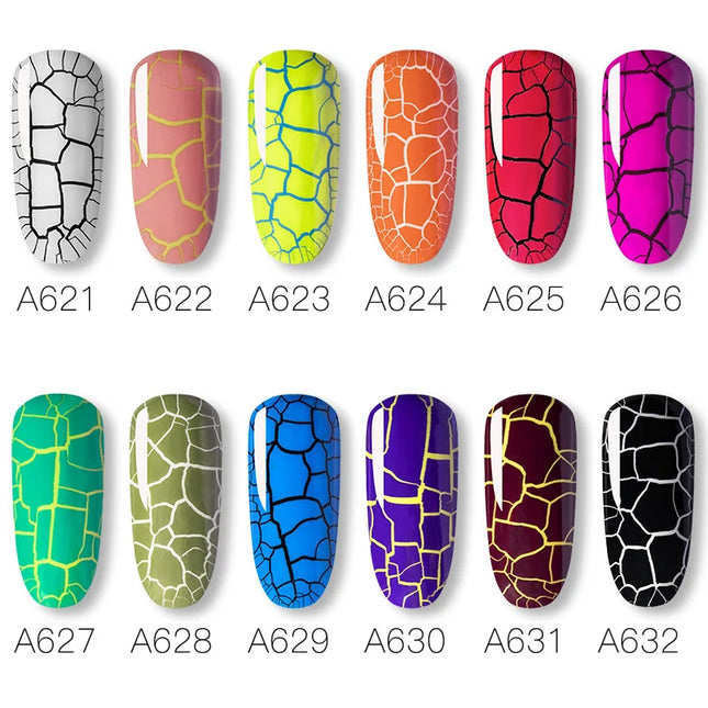 ROSALIND Crackle Gel Nail Polish Cracking Nail Lacquer Quick Dry Nail Art Varnish Hybrid Semi Permanent Soak Off Base Top Coat