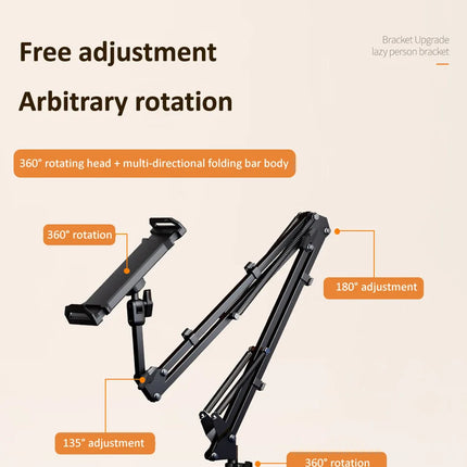 OUTMIX Bed Tablet Stand for 4-12.9 inches Phone Tablet Lazy Arm Bed Desk Tablet Mount Telescopic Support for iPad Mini Free Clip