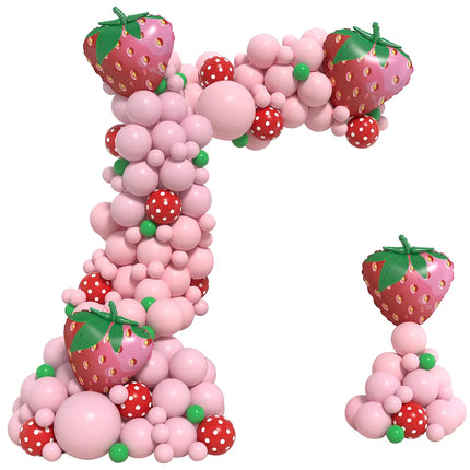 123pcs Strawberry Party Decoration Balloon Garland Kit for Girls 1st 2nd Birthday Party Supplies Strawberry Theme Decoration