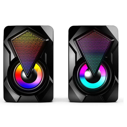 Desktop PC Speakers Colorful RGB Desktop PC Speakers Clear Sound Multimedia 2Pcs Plug & Play Speakers For Desktop PC All