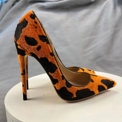 Street Style Leopard Suede Women Pumps Thin High Heel Pumps Sexy Pointed Toe 8cm 10cm 12cm Comfortable Party Shoes