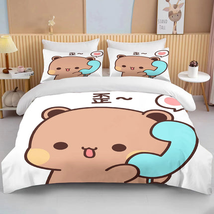 Bubu Dudu Cartoon Cute Bear Kawaii Christmas Gift King Twin Double Child Bedding Set Microfiber or Polyester Duvet Cover Set