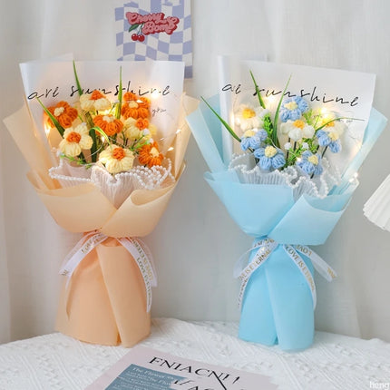 Artificial Flower Crochet Flower Bouquet Eternal Flowers Wedding Guest Gift Bouquets of Flowers Mother's Day Gift 어버이날