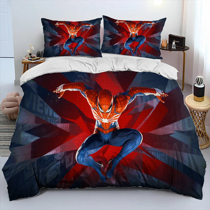 23 Style Spider Man Cartoon Marvel Comforter Bedding Set,Duvet Cover Bed Set Quilt Cover Pillowcase,Queen Bedding Set Adult Kids