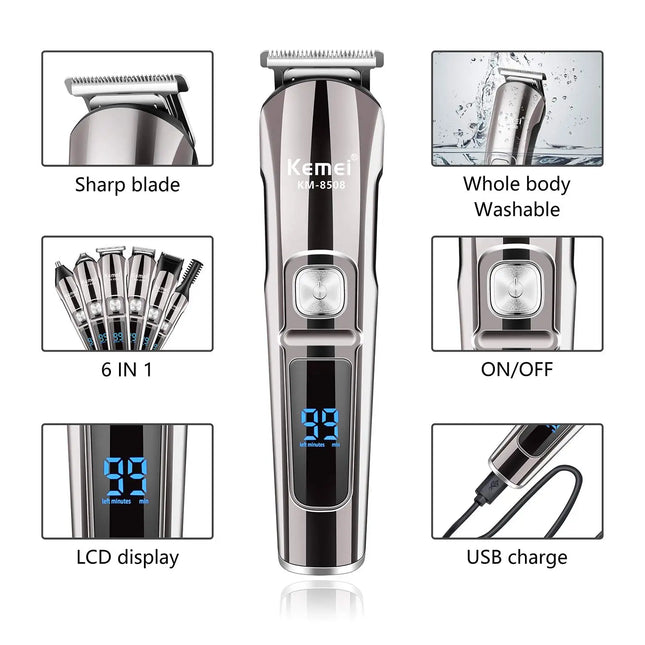 Original kemei all in one hair trimmer for men face beard grooming kit hair clipper electric hair cutting machine waterproof