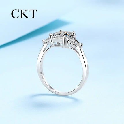 18K White Gold Fashion 3 Carat Moissanite Ring for Women Platinum Pt950 Luxury Ring Diamond Rings Sparkling Wedding Fine Jewelry