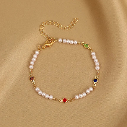 Korean Colorful Heart Bracelet For Women Exquisite Crystal Zircon Metal Chain Bracelets Bangles Girl Party Wedding Jewelry Gifts