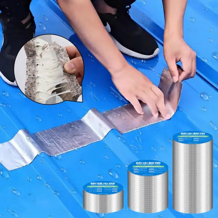 Aluminum Foil Butyl Rubber Tape 5M/10M High Temperature Super Resistant Waterproof Self Adhesive Wall Crack Roof Pipe Repair