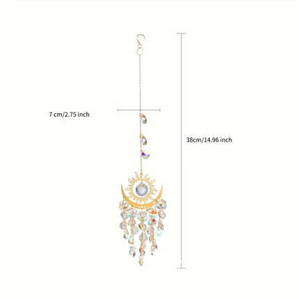 1pc garden set light ornaments flame moon sun crystal sun catcher wind chime hanging decorations hanging ornaments