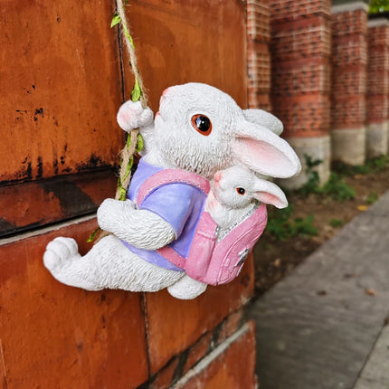 Outdoor Courtyard Cute Bunny Wall Hanging Balcony Landscaping Decorative Statues Flower Garden Pot Hanging Climbing Tree Pendant