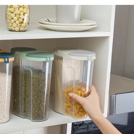 M/L Double Grid Cereals Jar Plastic Food Storage Container Kitchen Organizer Eco Friendly Cookie Box Dried Grains Tank with Lids