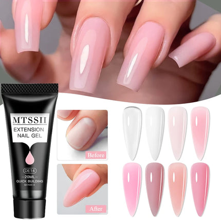 Mtssii 20ml Extension Nail Gel Set Full Manicure Kit Nude Pnk White Quick Extension Nails Building Fingertips Tools Set