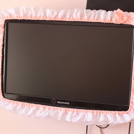 24-48INCHES Fabric TV Circle Power on Without Taking Out Dust Cover Monitor Screen Home Decorations Dust Cover with Elastic