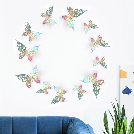 12PC 3D Hollow Butterfly Wall Décor 3 Sizes Butterfly Decor Hollow Carving Butterfly Exquisite Design Party Cake Decorations