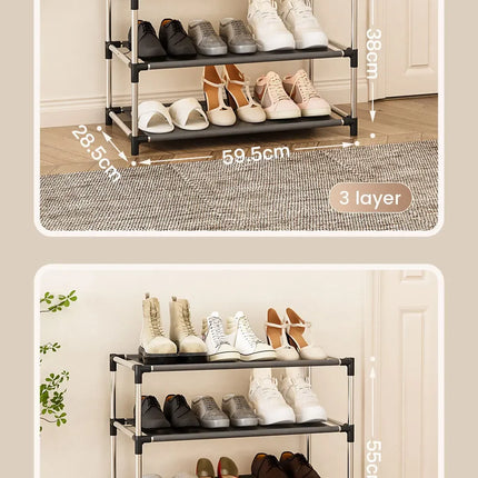 Stylish Shoe Rack Metal Simple Shoe Shelf Footwear Organizer Stand Holder Space-saving Black Shoe Shelf for Living Room