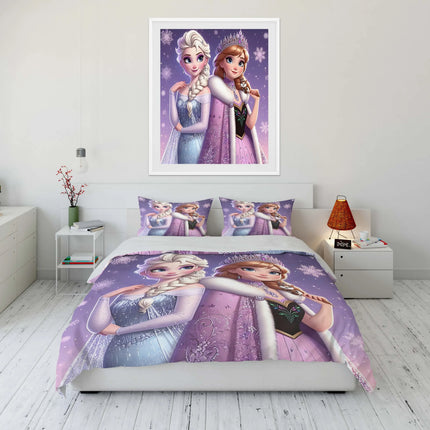 Disney Frozen Elsa Princess Bedding Set Cartoon Baby 3 Pieces Bed Set Pillowcase Adult Bed Cover Bedroom Bed Set Duvet Gift