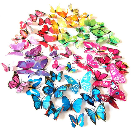 12pcs/set 3D Butterfly Wall Sticker Home Decoration Colorful Butterflies On Wall Magnet Fridge Stickers Living Room Wall Decals