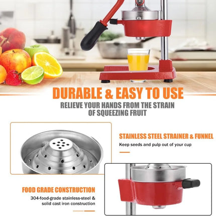 Commercial Heavy Duty Cast Iron Hand Press Manual Orange Citrus Lemon Lime Grapefruit Pomegranate Fruit Juice Squeezer Machine