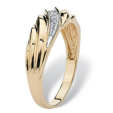 Fashion Creative Twisted Men Women Ring Exquisite Gold Color Metal Inlaid with White Zircon Engagement Ring Jewelry