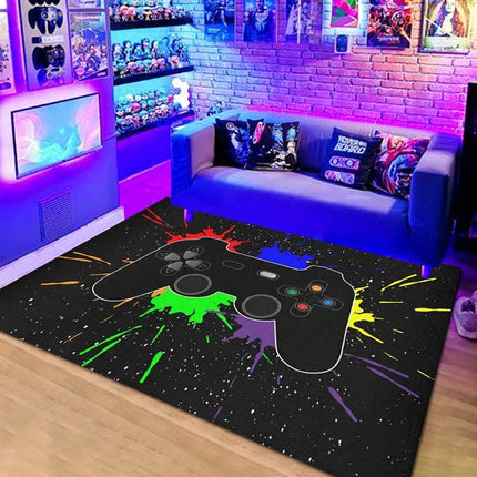 Large Area Rugs Gamer Carpet Black Gamepad for Living Room Home Decor Game Controller Patterns Decoration Gaming Boys Paint Rug