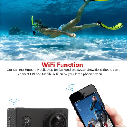 Action Camera Ultra HD 4K/30fps WiFi 2.0-inch 170D Underwater Waterproof Helmet Video Recording Cameras Sport Cam