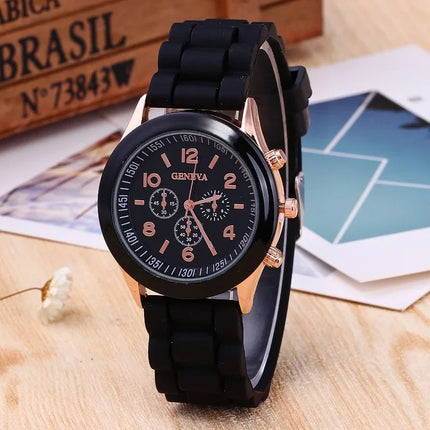 Famous Brand Geneva Ladies Fashion Watch Male and Female Student Silicone Quartz WristWatch Clock Wholesale Relogio Feminino