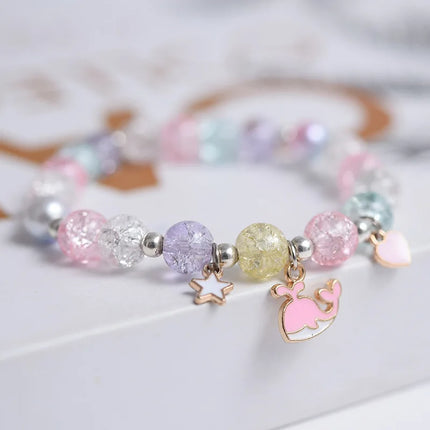 Makersland Sweet Bead Bracelet For Children Women Cute Flower Pendant Bracelets Kids Girls Charm Jewellery Gifts Wholesale