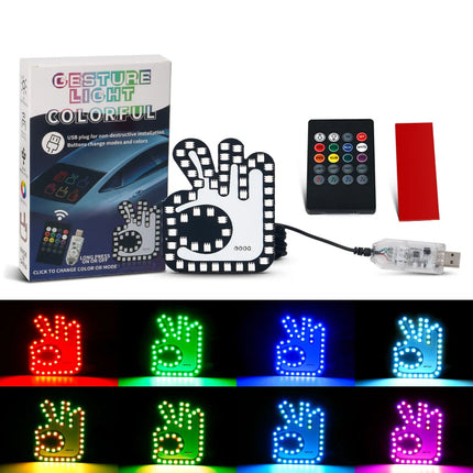 New LED Illuminated Gesture Light Car Finger Light With Remote Road Rage Signs Middle Finger Gesture Light Hand Lamp Three Model