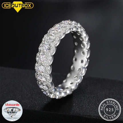 3mm 2.86cttw D VVS Moissanite Shining Bling Band Ring For Women 925 Sterling Silver Eternity Rings Iced Out Fashion Fine Jewelry