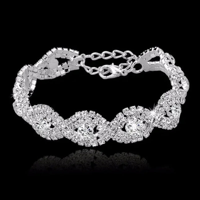 Delysia King Women Elegant Luxury Bracelet Ladies Unlimited Rhinestone Wrist Chain Birthday Party Gifts (color: Silver)