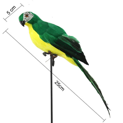 25cm Handmade Simulation Parrot Creative Feather Lawn Figurine Ornament Animal Bird Garden Prop Decoration