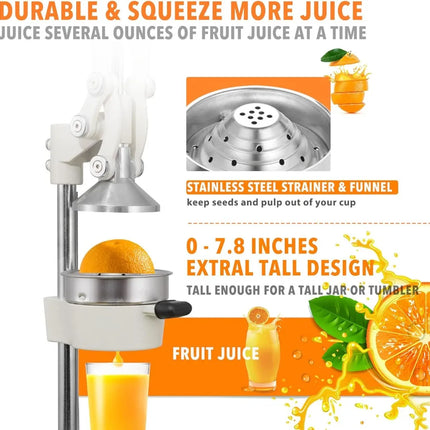 Commercial Heavy Duty Cast Iron Hand Press Manual Orange Citrus Lemon Lime Grapefruit Pomegranate Fruit Juice Squeezer Machine