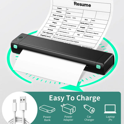 Phomemo M08F A4 Paper Printer Portable Thermal Printer Bluetooth Mobile Printer Compatible with Android & iOS Phone & Laptop