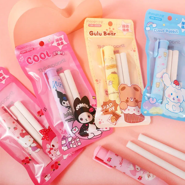 Sanrio Cartoon Retractable Press Eraser Hello Kitty/Kuromi Stationery Kindergarten School Children Special Cute Creative Rubber