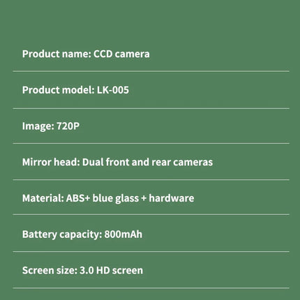 HD Digital 4K Camera for Children Camcorder Vlogging Camera 3.0 Inch ScreenRechargeable 800mAh Battery for Beginner Photography