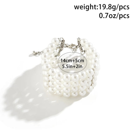 IngeSight.Z  Luxury Multilayer Imitation Pearl Beaded Wide Cuff Bracelets For Women Simple Charm Bangles Party Birthday Gifts