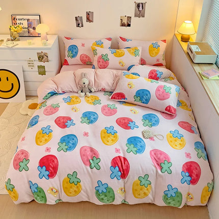 Cute Cartoon Panda 3pcs Duvet Cover Set Sage Green Thickened Milk Velvet Comforter Covers Boys Girls Bedding with Pillowcase