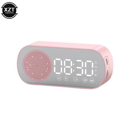 New Wireless Bluetooth Speaker HD Mirror TF Card FM Radio HIFI Music Sound Box Mini Portable Speaker with Clock Alarm Function