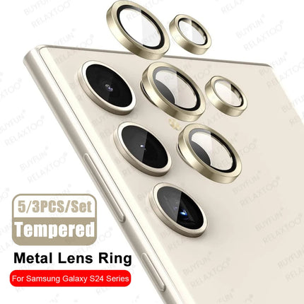 S24Ultra Case Rear Metal Camera Screen Protector For Samsung Galaxy S24 Ultra S 24 Plus 5G Back Lens Tempered Glass Ring Cover