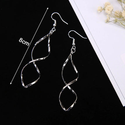 Twisted Geometric Drop Earrings - Fashionable Zinc Alloy Statement Jewelry for Women