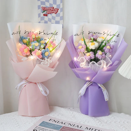 Artificial Flower Crochet Flower Bouquet Eternal Flowers Wedding Guest Gift Bouquets of Flowers Mother's Day Gift 어버이날